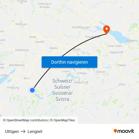 Uttigen to Lengwil map