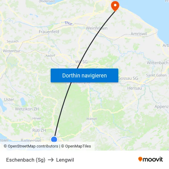 Eschenbach (Sg) to Lengwil map