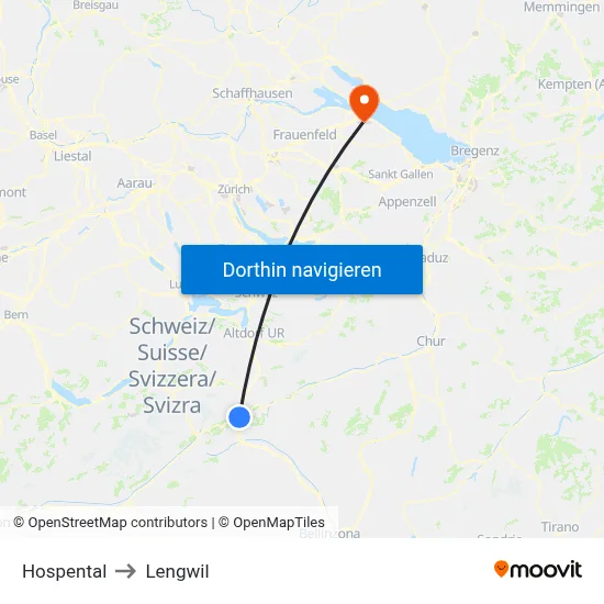 Hospental to Lengwil map