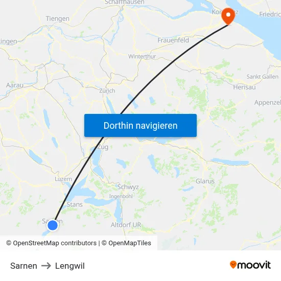 Sarnen to Lengwil map