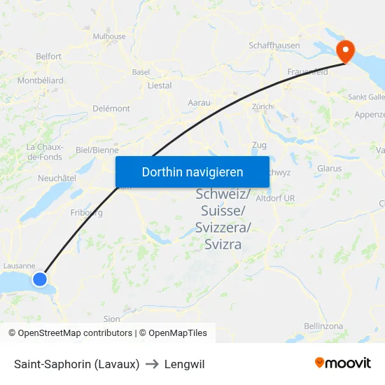 Saint-Saphorin (Lavaux) to Lengwil map