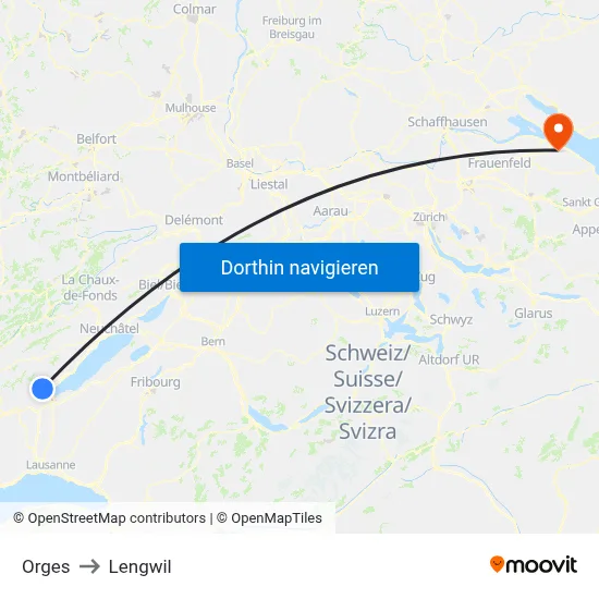 Orges to Lengwil map