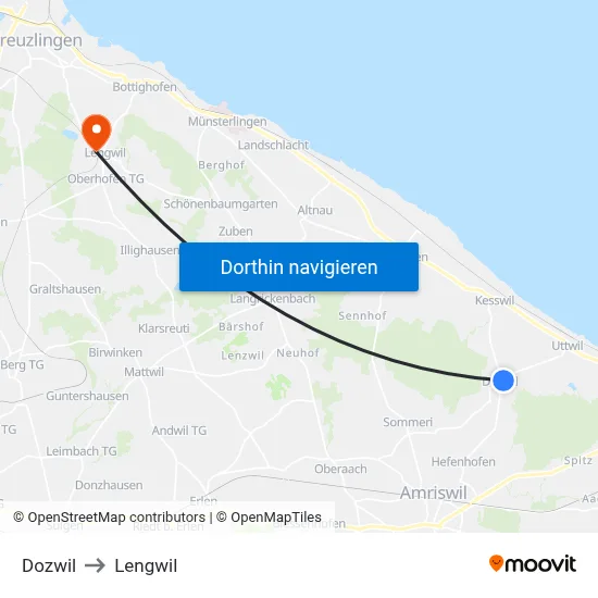 Dozwil to Lengwil map