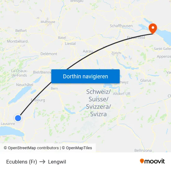 Ecublens (Fr) to Lengwil map