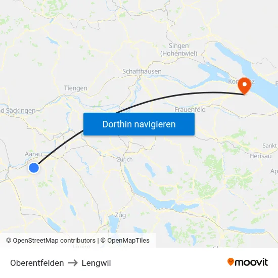Oberentfelden to Lengwil map