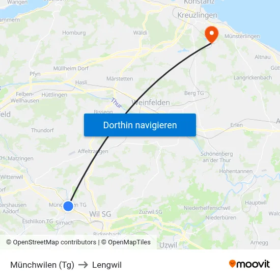 Münchwilen (Tg) to Lengwil map
