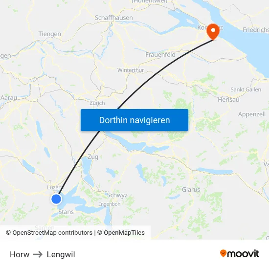 Horw to Lengwil map