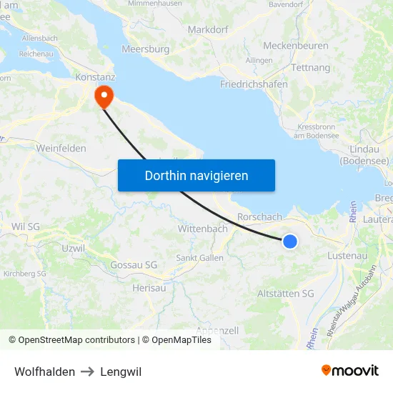 Wolfhalden to Lengwil map