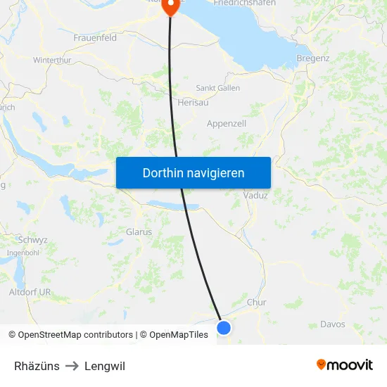 Rhäzüns to Lengwil map