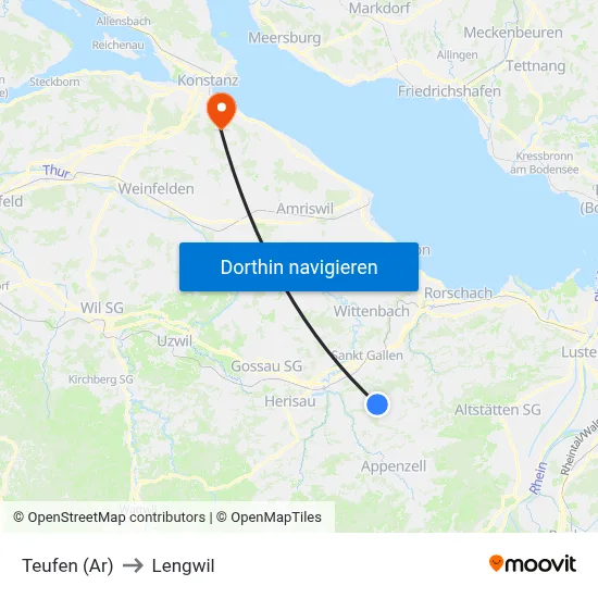Teufen (Ar) to Lengwil map
