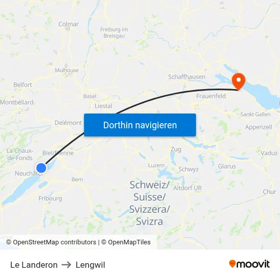 Le Landeron to Lengwil map