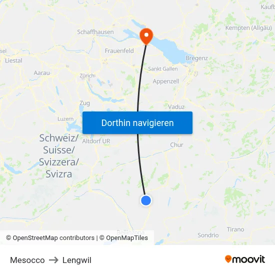 Mesocco to Lengwil map