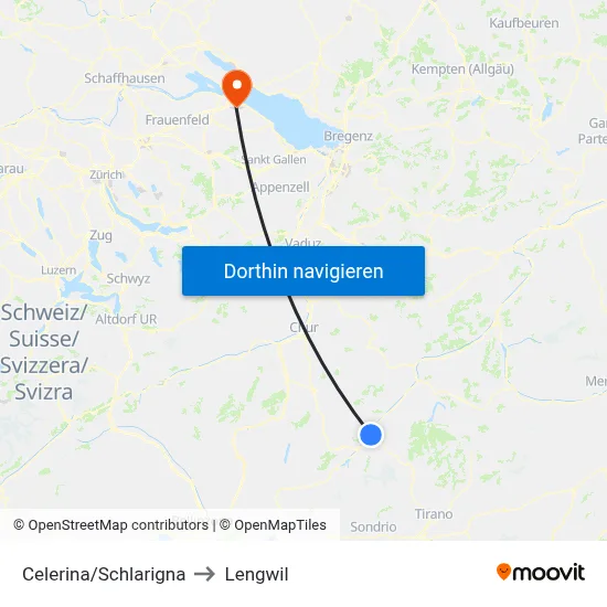 Celerina/Schlarigna to Lengwil map