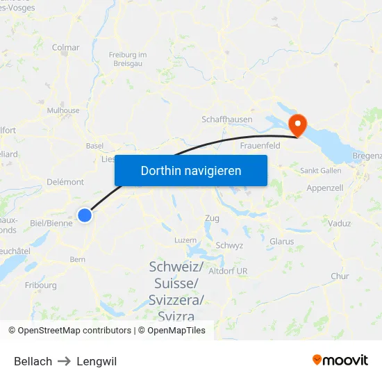 Bellach to Lengwil map