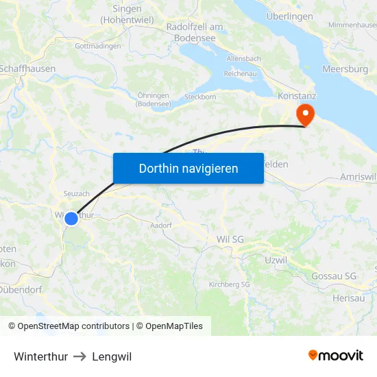 Winterthur to Lengwil map