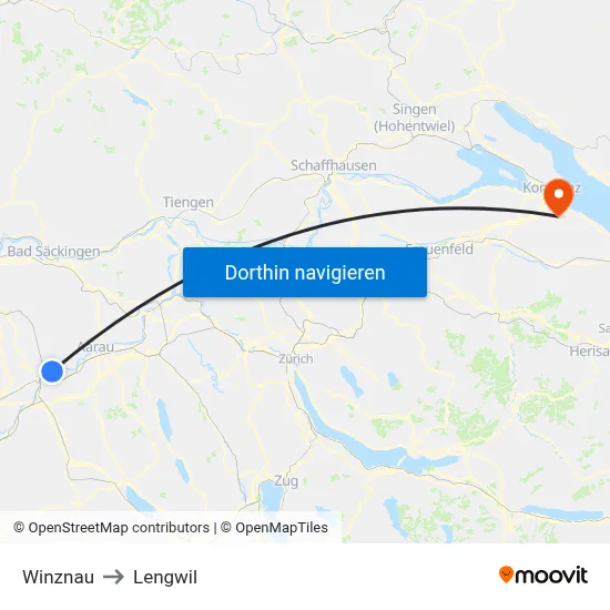 Winznau to Lengwil map