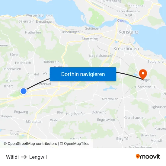 Wäldi to Lengwil map