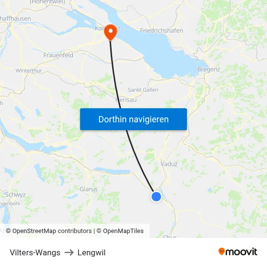 Vilters-Wangs to Lengwil map