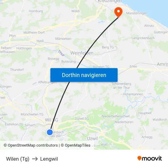 Wilen (Tg) to Lengwil map