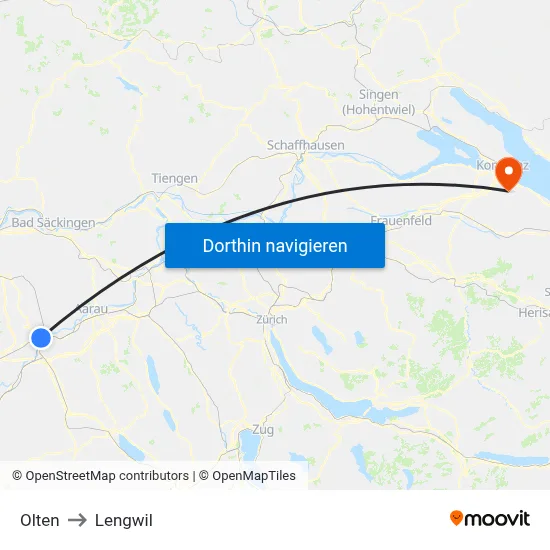Olten to Lengwil map