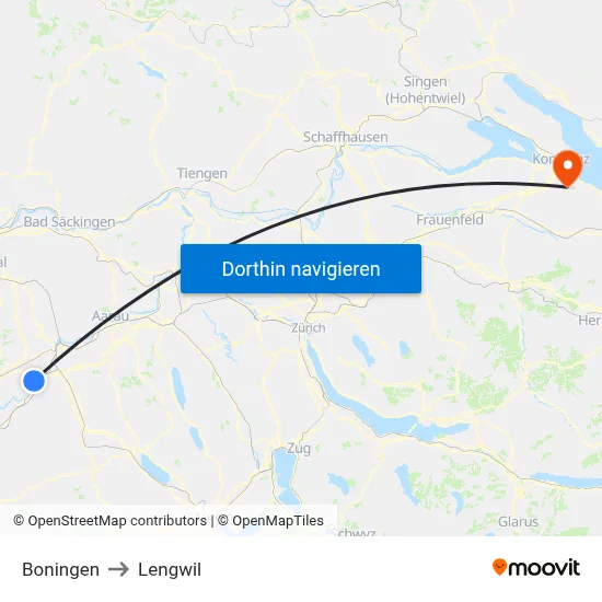 Boningen to Lengwil map