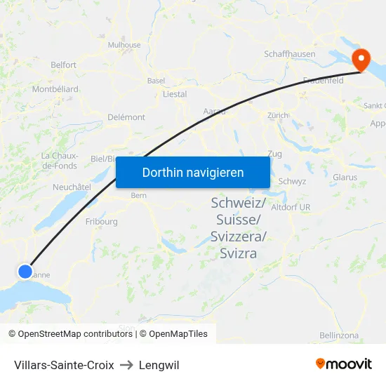 Villars-Sainte-Croix to Lengwil map