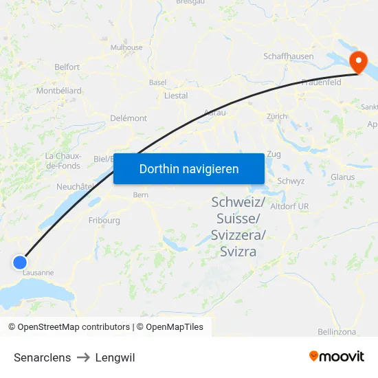 Senarclens to Lengwil map