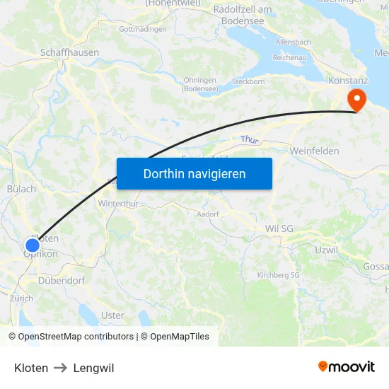 Kloten to Lengwil map
