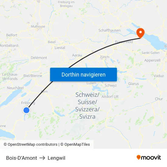 Bois-D’Amont to Lengwil map