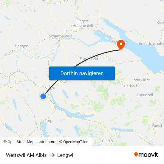 Wettswil AM Albis to Lengwil map