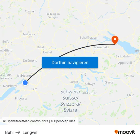 Bühl to Lengwil map