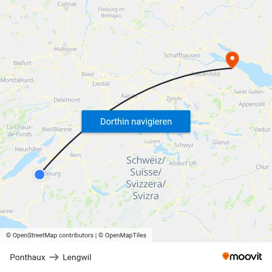 Ponthaux to Lengwil map