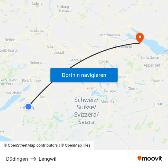 Düdingen to Lengwil map