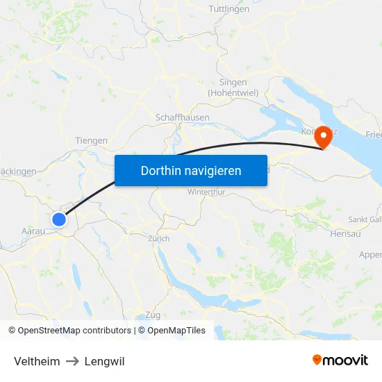 Veltheim to Lengwil map