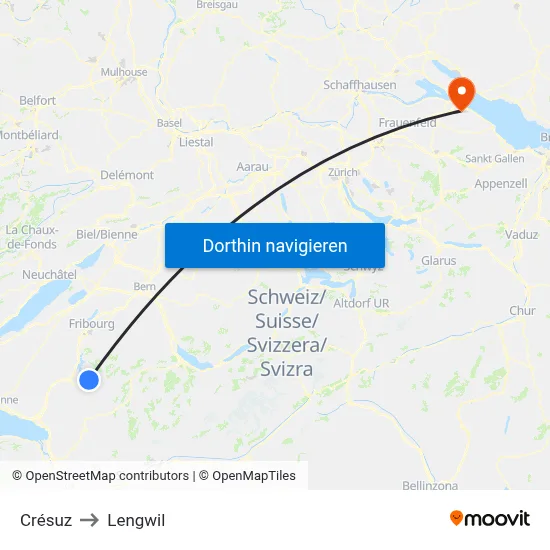 Crésuz to Lengwil map