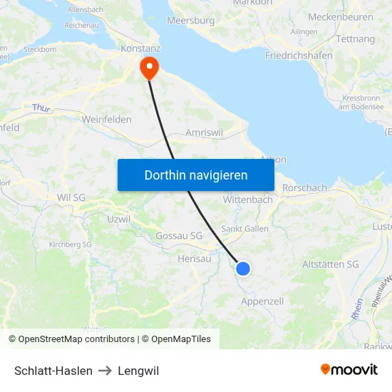 Schlatt-Haslen to Lengwil map