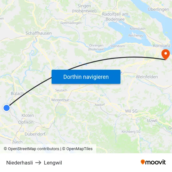 Niederhasli to Lengwil map