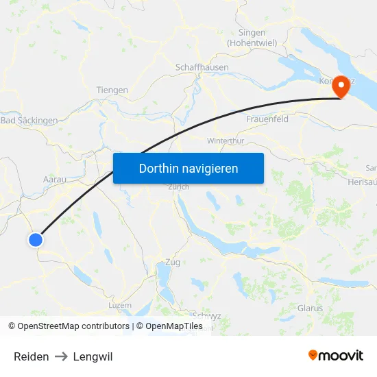Reiden to Lengwil map