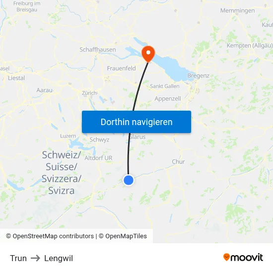 Trun to Lengwil map