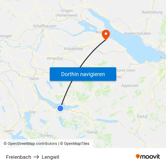 Freienbach to Lengwil map