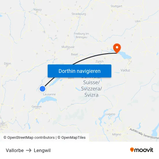 Vallorbe to Lengwil map