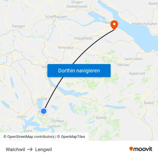 Walchwil to Lengwil map