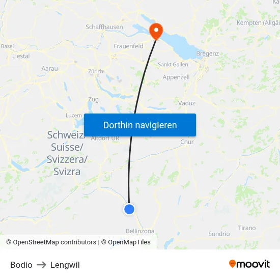 Bodio to Lengwil map
