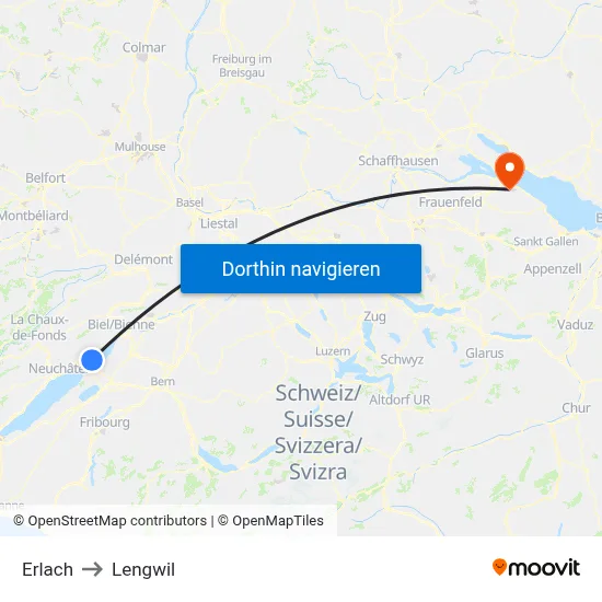 Erlach to Lengwil map