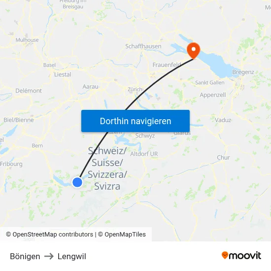 Bönigen to Lengwil map