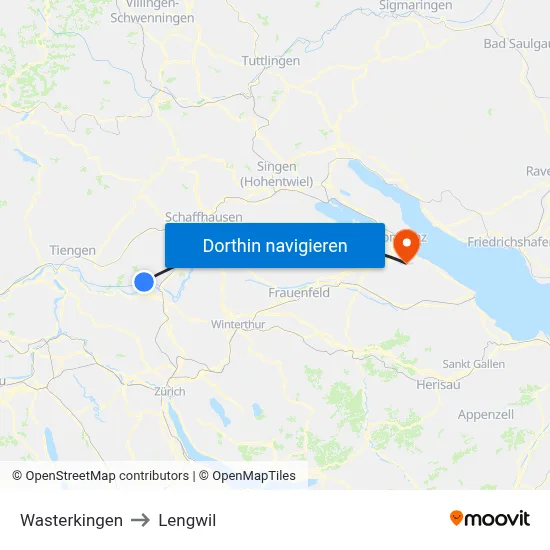 Wasterkingen to Lengwil map