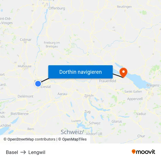 Basel to Lengwil map