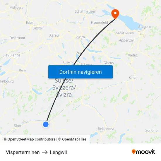 Visperterminen to Lengwil map