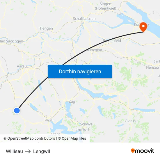 Willisau to Lengwil map