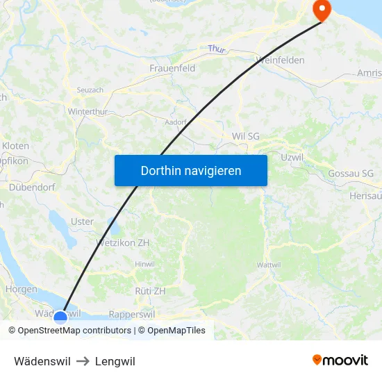 Wädenswil to Lengwil map